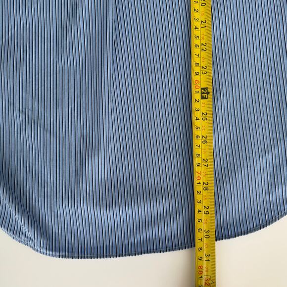 Ralph Lauren Classic Fit Long Sleeve Blue Striped Poplin Shirt, Size L - Picture 9 of 9